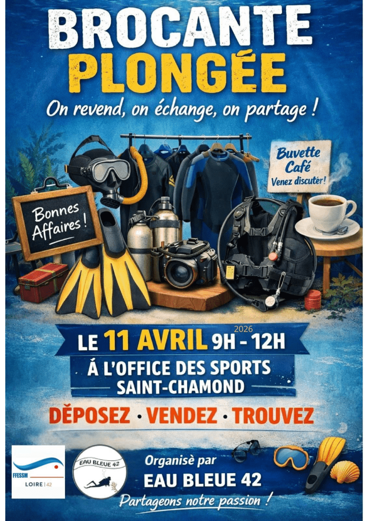 Affiche de la brocante de plongée